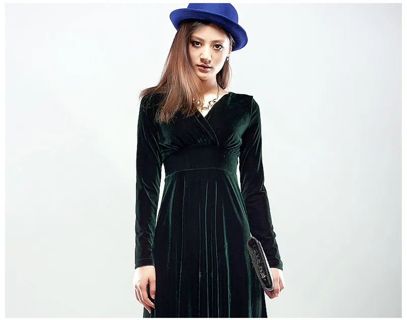 Женское велюровое платье большого размера 2020 синее сексуальное с v образным