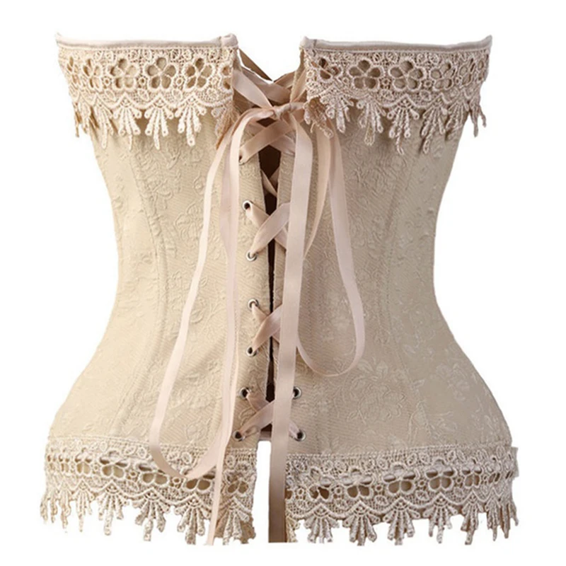 Женский сексуальный корсет с кружевной отделкой косточками и бюстье в стиле