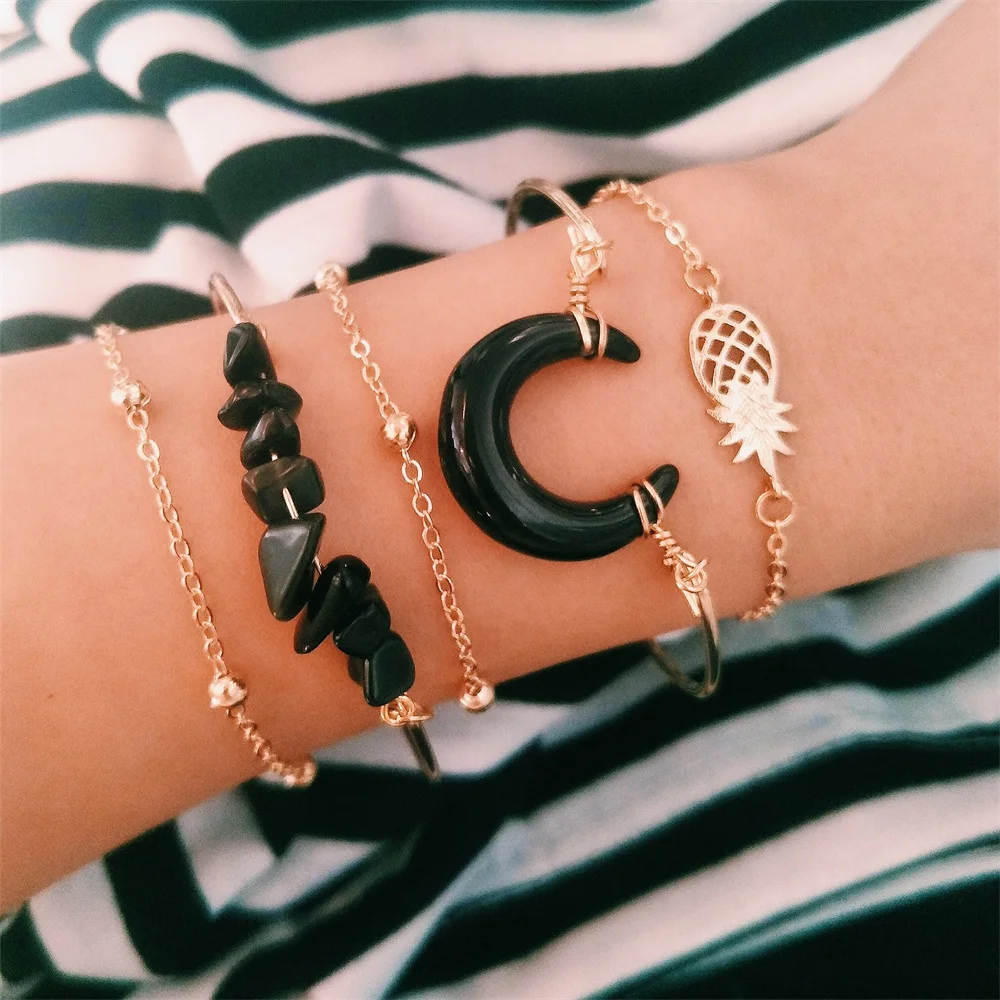 5 шт./компл. для женщин браслет австрийского хрусталя Луна ананас нерегулярная