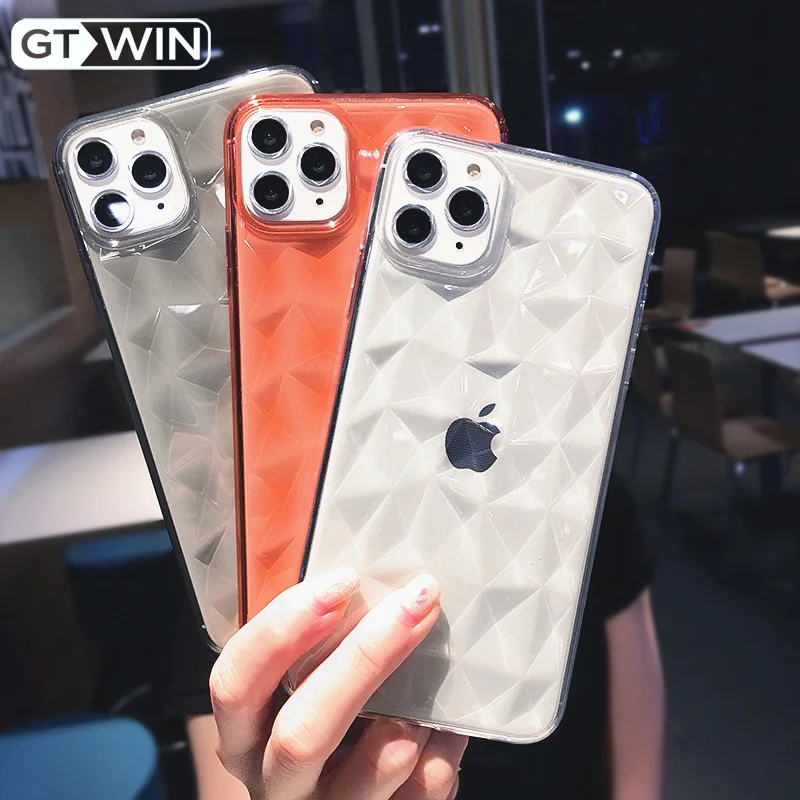 GTWIN Diamond Texture Transparent Phone Case For iPhone 11 Pro Max 6 6s 7 8 Plus X XR XS Soft TPU Clear Silicone Back Cover |