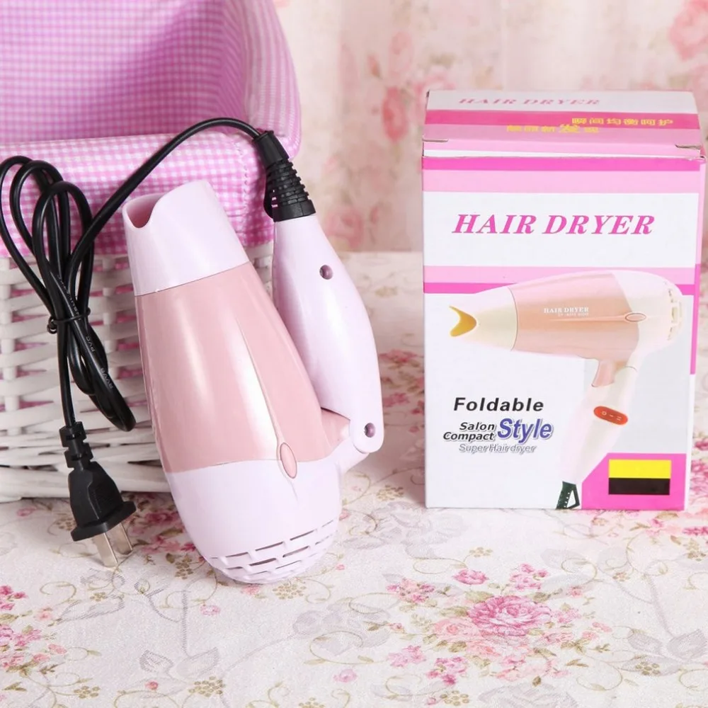 220V Folding Mini Hair Dryer with Nozzle Adjustable Airflow Fast Drying Low Noise Portable Travel Household US Plug - купить по