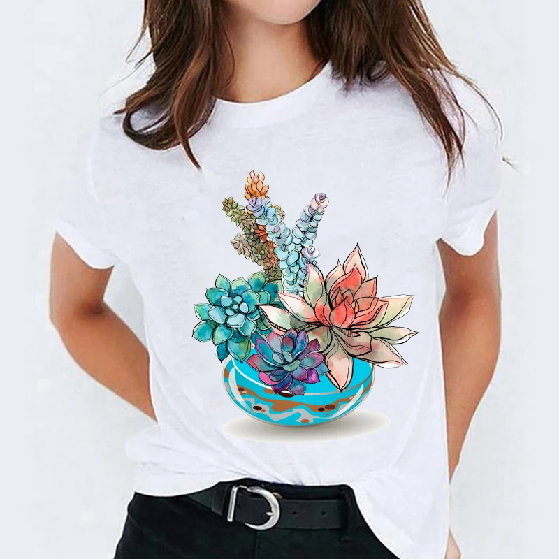 

T-shirts Top for Women World Flower Floral Cute Trend Clothing Print Lady Womens Graphic T Shirt Ladies Female Tee T-Shirt
