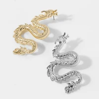 origin summer gold color dragon pendant earrings for women metallic twist animal drop dangle earrings party pendientes 2021