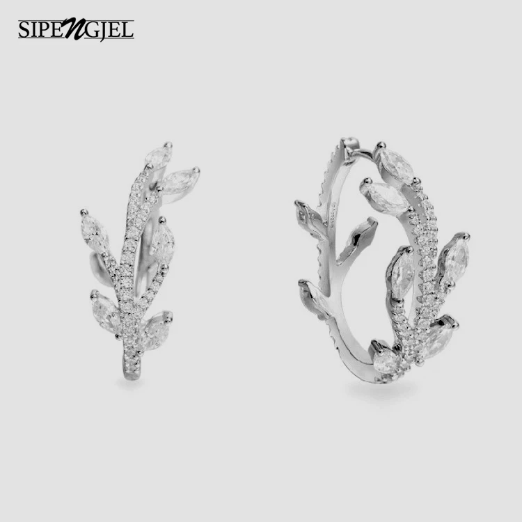 Модные серьги кольца из кубического циркония с серебряным покрытием в форме