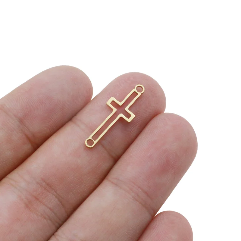 Aiovlo 5шт./лот нержавеющие стальные пустые крестовые браслеты соединители подвески обереги для самостоятельного изготовления украшений на серьги.