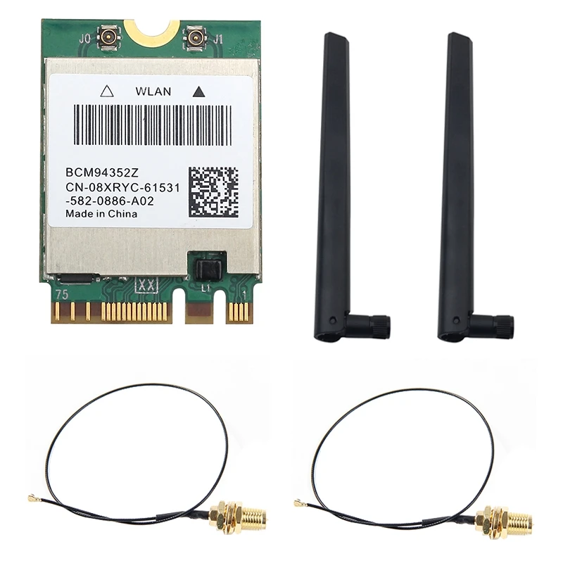 

BCM94352Z Card with Dual 6DB Antenna 1200Mbps 5G/2.4G Dual Band BT4.0 M.2 NGFF for Hackintosh MAC