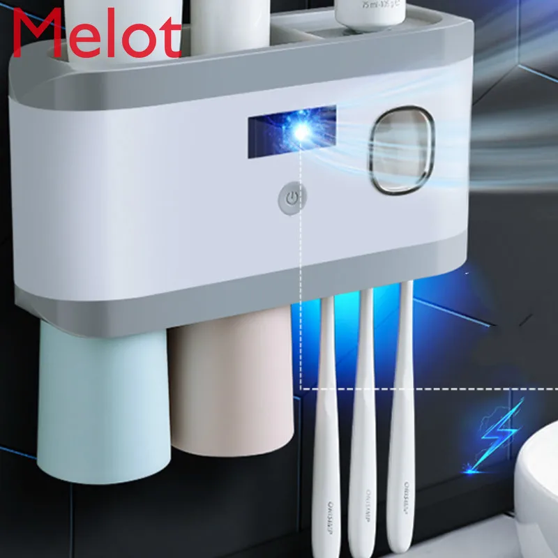 

Smart Toothbrush Sterilizer Electric Sterilization Wall Hanging Gargle Cup Tooth Cup Wall-Mounted Shelves Toothpaste Gadget