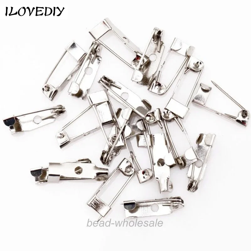 

40pcs /15/20/25/30mmWhite K Tone Iron Metal Brooch Back Bar Pins Size To Choose