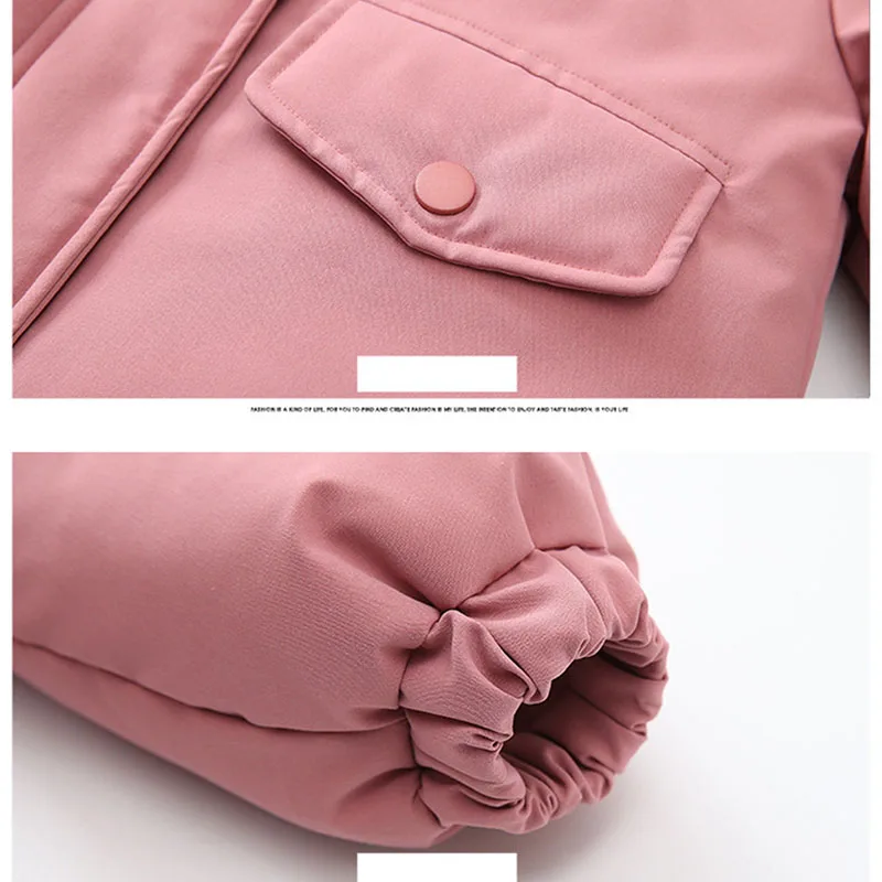 Зимняя куртка для девочек детское длинное пальто теплая парка с большим меховым