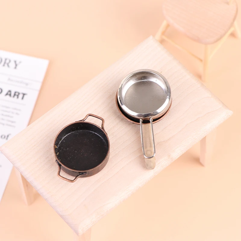 

1:12 Dollhouse Miniature Utensil Cooking Ware Play Kitchen Toy Pot Boiler Frying Pan Binaural Pot Doll House Kitchen Accessories