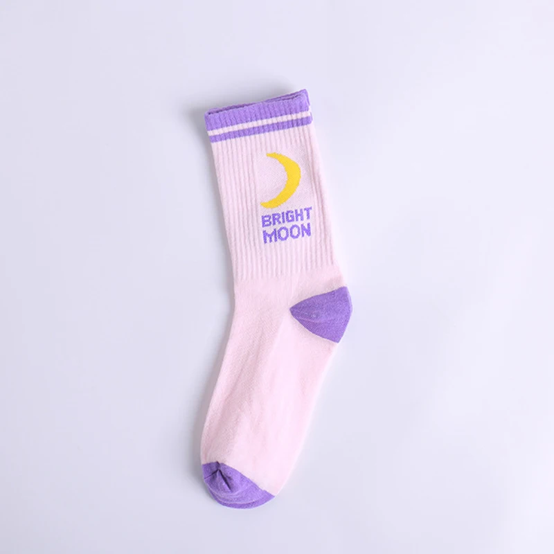 Забавные хлопковые носки для мужчин и женщин 1 пара корейская мода с надписью Moon