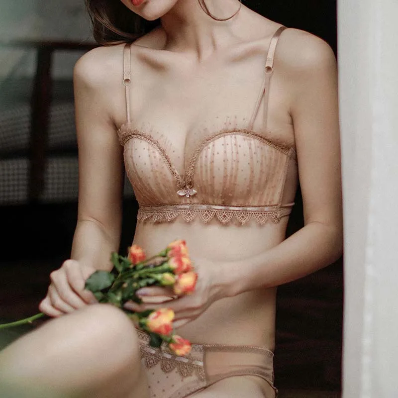 Women Fashion черный белый хаки кружевные сетчатые бретельки Bralette мягкие трусики пуш