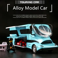 128 high tech luxury rv recreational diecast metal camper van motorhome touring toy car wheels on meals toy car model kids gift