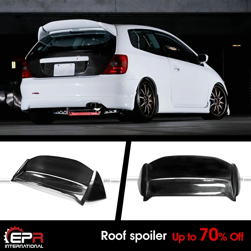 

For 02-05 Honda Civic EP3 MUG Style Carbon Fiber & FRP Unpainted Hatchback Roof Wing Spoiler Exterior kits (USDM)