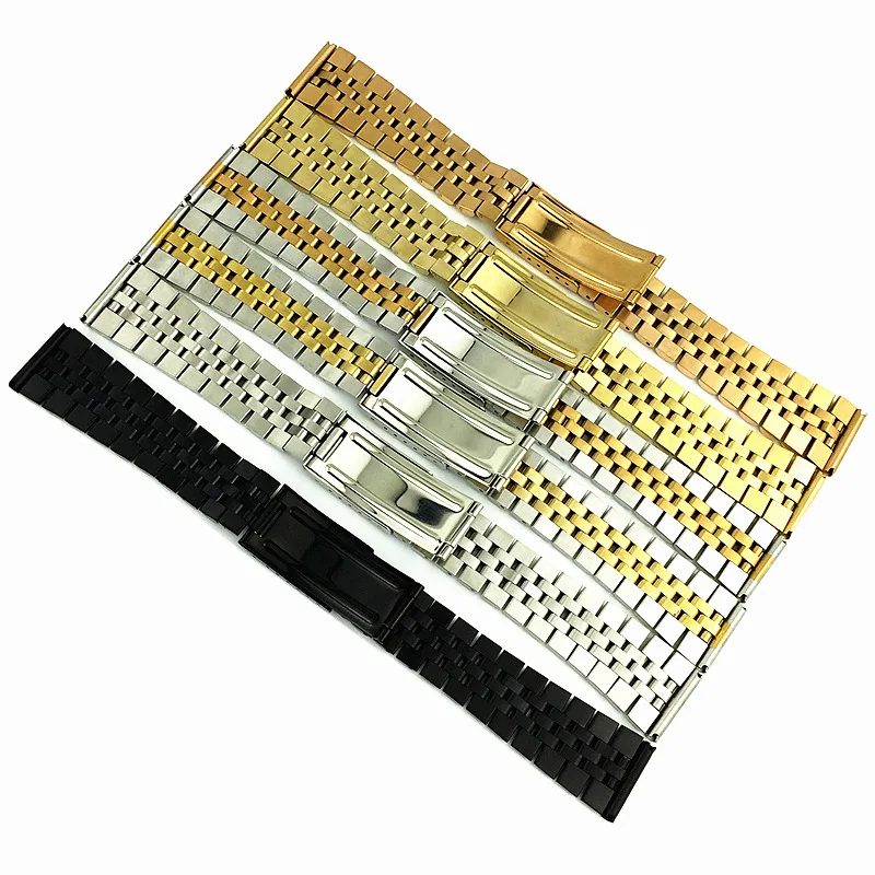 Дешево Твердый ремешок для часов из нержавеющей стали 18 мм 20 мм 22 мм металлический браслет ремешок классические складные пряжки для умных часов ин...