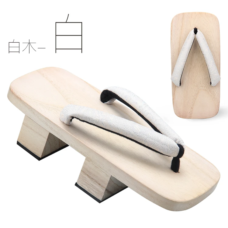 

Platform Flip-flops Two-tooth Thick Bottom Clogs Men's White Wood Japanese Geta Man 2020 Summer Japanese Slippers Cosplay Shoes