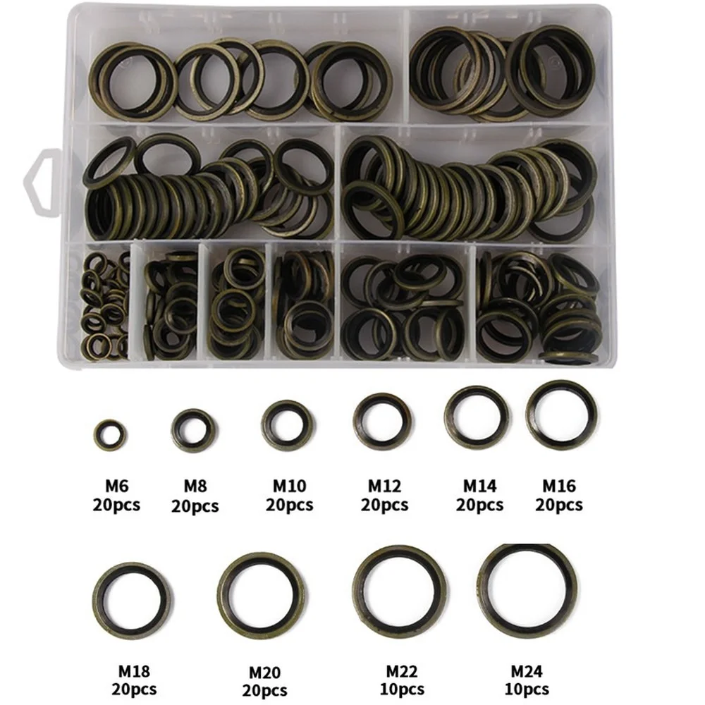 

180PCS M6-M24 High Pressure Hydralic Rubber Oil Pipe Seal Gasket Rubber Seal Ring O-ring Gasket Assortment Kits