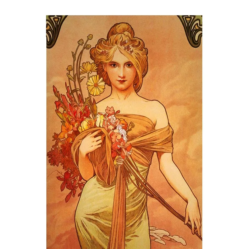 Альфонса Мухи плакат из ткани на заказ Wall Art атласная печати плакатов ткань