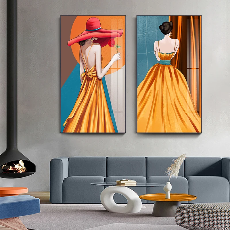 

Fashion Woman Canvas Painting Sexy Abstract Wall Art Poster Print Nordic Modern Wall Pictures for Living Room Home Decor