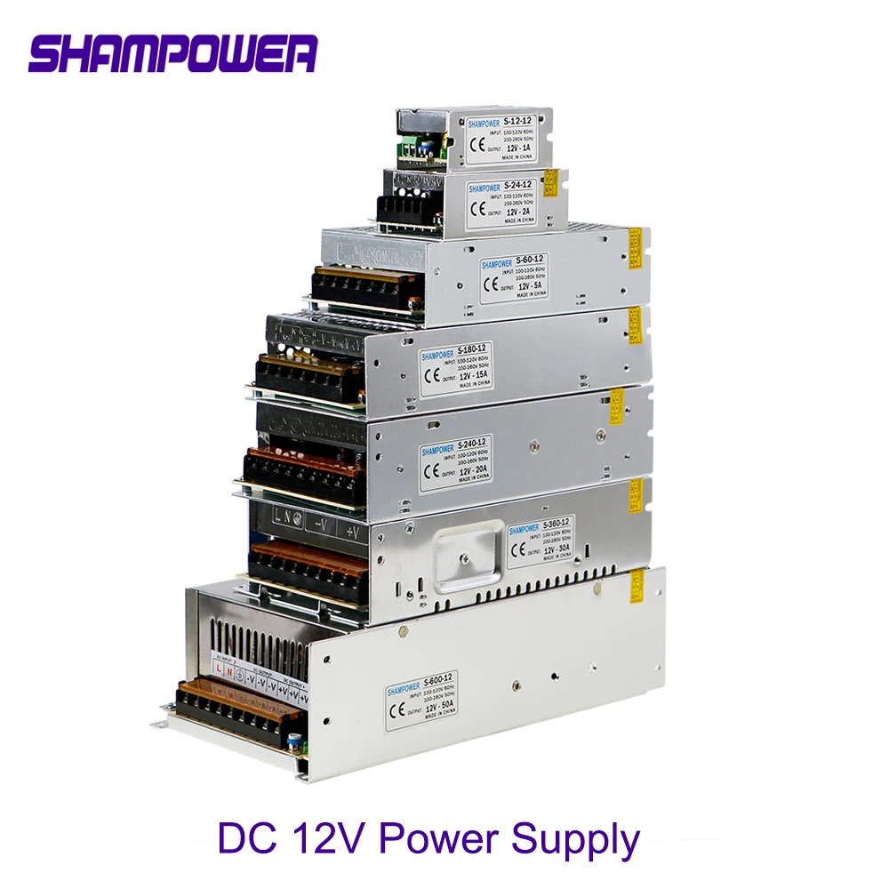 Блок питания постоянного тока 12 В 1A 2A 5A 10A 15A 20A 30A AC 110V/220V к DC 12V 24W 60W 240W 360W адаптер