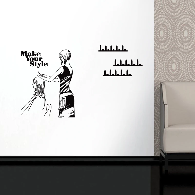 Парикмахерская Наклейка на стену ножницы виниловые наклейки окна Декор фреска