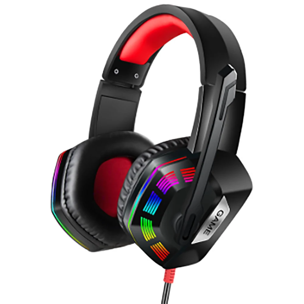 Игровые наушники красочные RGB Освещение Проводная игровая гарнитура для ПК