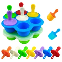 mini silicone popsicle mold 7 empty diy ice popsicle mold lollipop and ice cream mold baby food storage container 2 pack