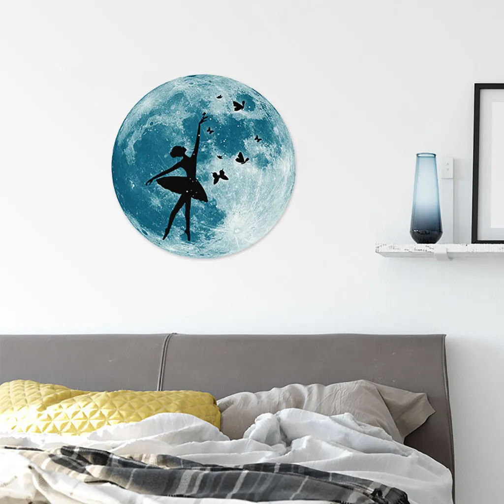 Зеркальные настенные стикеры зеркальные светящиеся украшения в виде луны и