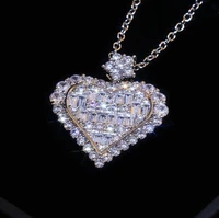 seanlovluxury cubic zirconia heart pendant necklace silver color cz crystal wedding engagement necklace for women gift