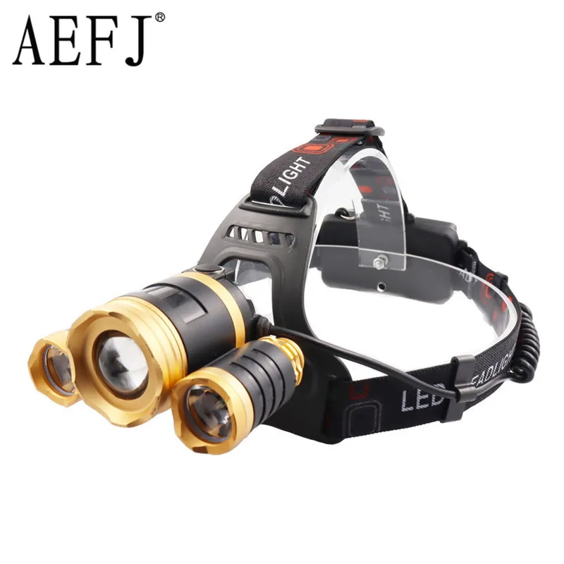 AEFJ самый мощный светодиодный налобный фонарь с 3 светодиодами T6 налсветильник