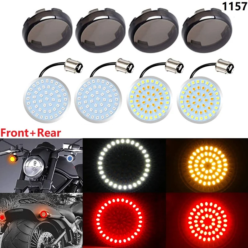 

DHBH-LED 1157 Turn Signal Light 2 Inches Tail Brake LED with Smoke Lens Cover for Touring Softail Sportster Glide