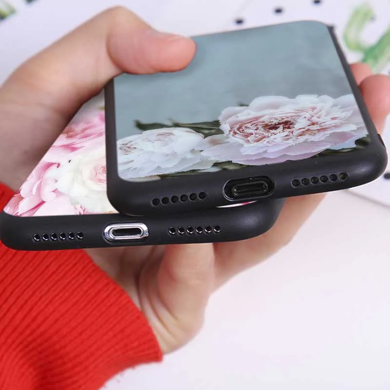 Телефон чехол для iPhone 7 XR X 6S 8 XS MAX 6 plus SE 5s Мягкий силиконовый розовый цветок