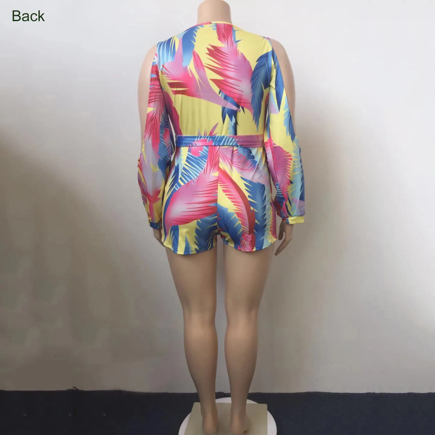 

2021 Summer New Playsuits For Ladies Large Size 4XL 5XL Cold Shoulder V Neck High Waisted Bodycon Fashion Elegant Rompers Cloth