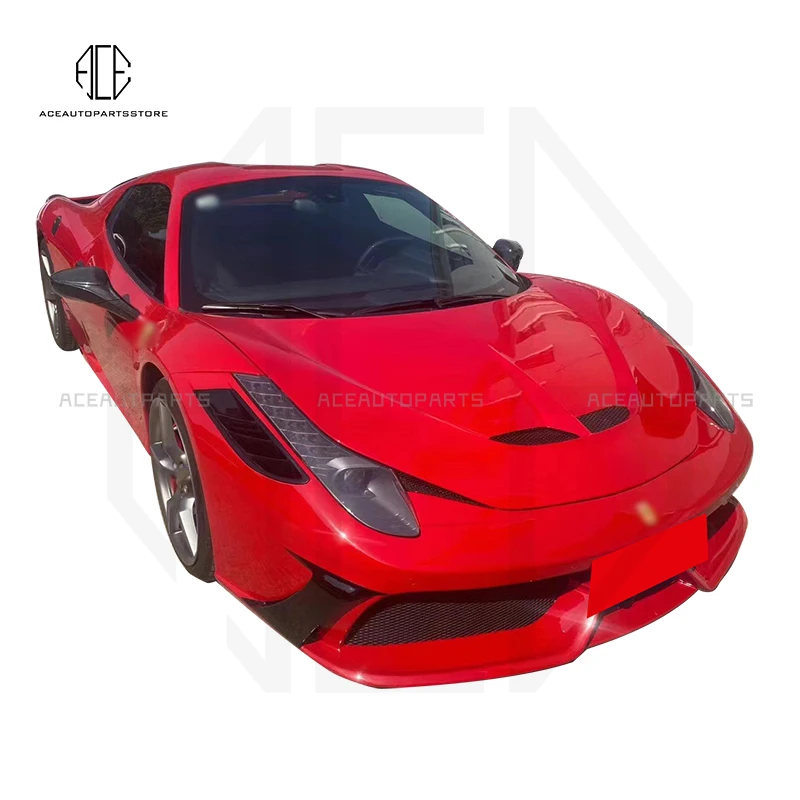 458 Sp Стиль Высококачественный передний бампер из углеродного волокна Frp