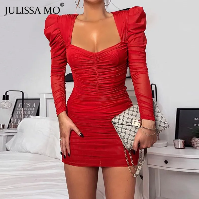 Julissa Mo двойной Слои сетки сексуальное облегающее женское платье с короткими