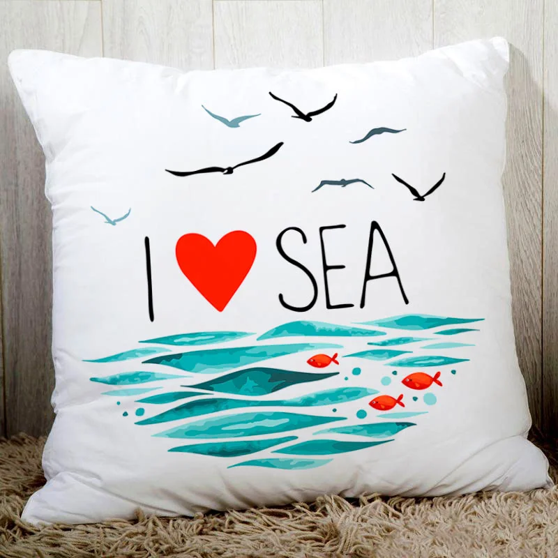 Синяя искусственная Обложка с рисунком маяков Полиэстеровая подушка чехол для