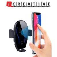 icreative 10w qi car wireless charger for iphone fast ai smart infrared sensor phone holder for samsungxiaomihuawei