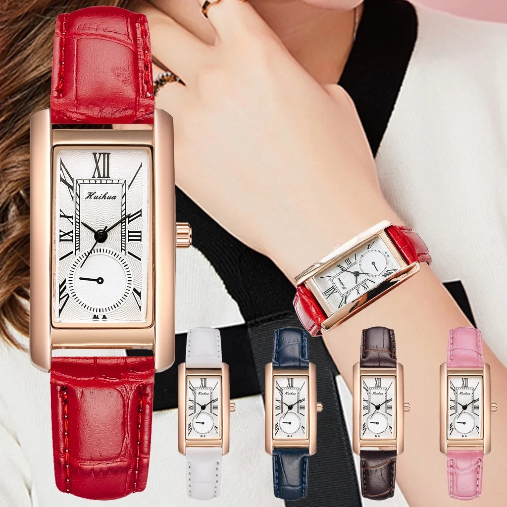 

New fashion women's Watch Leather Rectangular women's watch simple casual women's Quartz women's White Watch exquisite gift