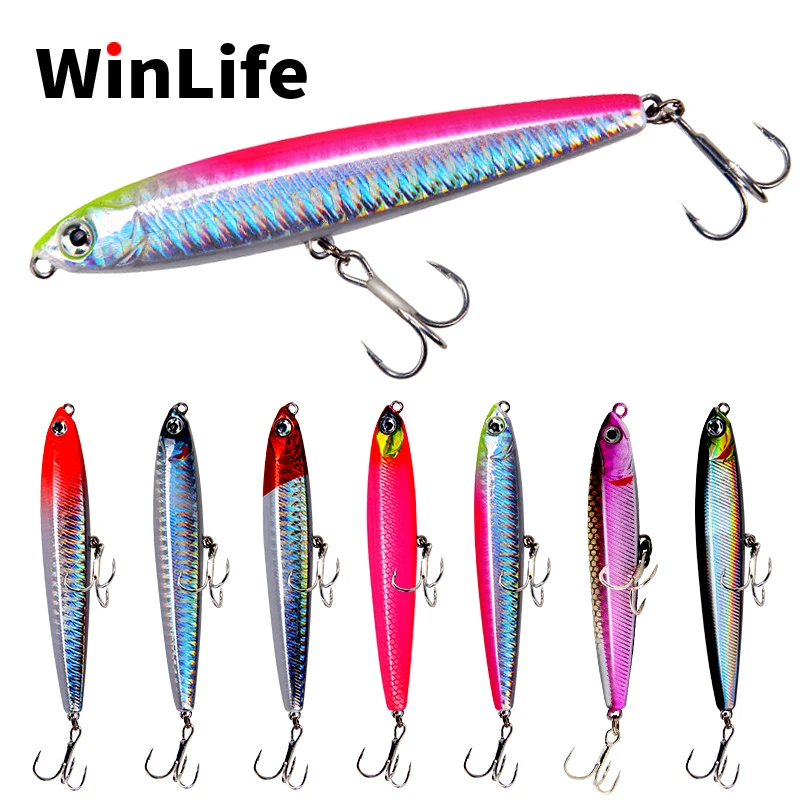 

Winlife приманка для рыбалки карандаш 10g/14 г/18 г/24g Бас снасти Морская приманка морской рыбы приманки Металическая дергающаяся раковина Троллин...