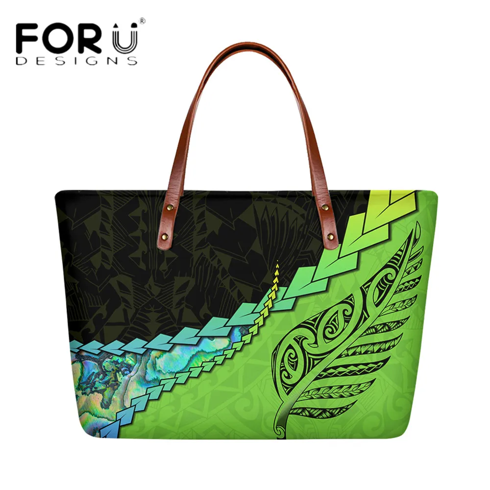 

FORUDESIGNS Novetly Design Lady Fashion Shoulder Bag Polynesian Leaf Print Casual Soft Handbags For Female Ladies Totes Bag