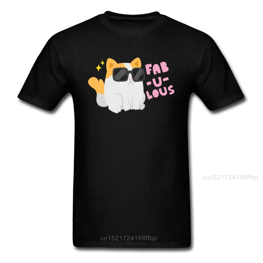 Fab-u-lous Kitty 2018 забавная Мужская черная футболка Потрясающие милые топы с героями