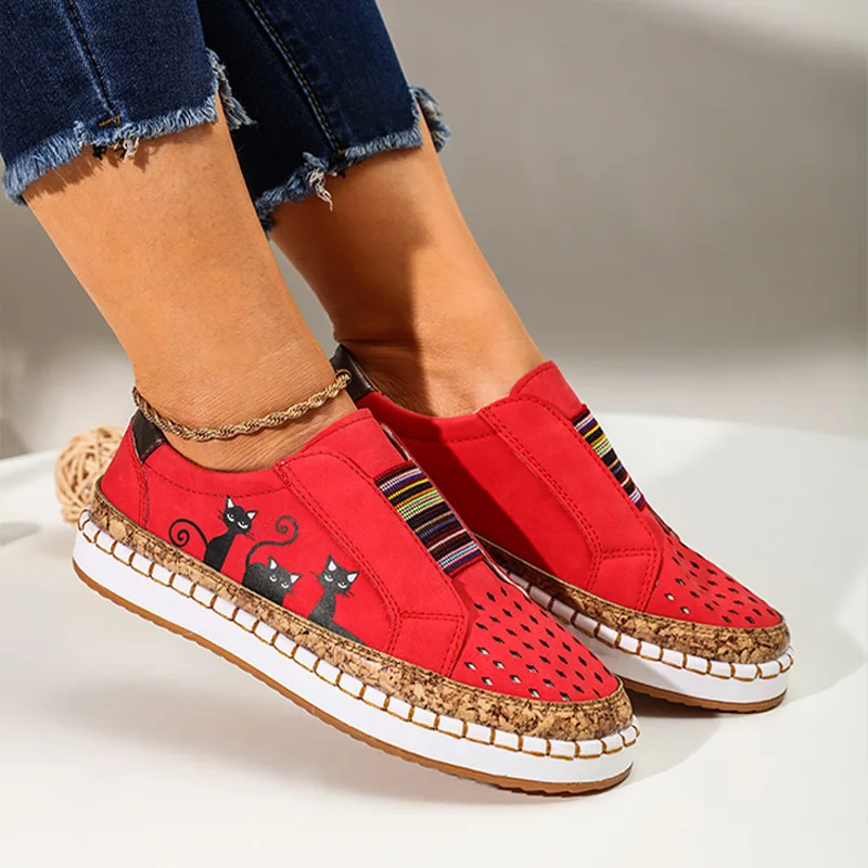 

The New Sneakers Women Shoes Slip On Hollow Out Women's Flats Ladies Loafers Casual Woman Vulcanized Shoes Sewing Female Fashion