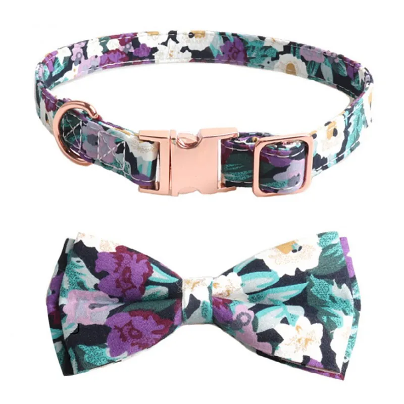 

Fashion Custom Dog Collar Nylon Colorful Print Cute Bow Personalized Pet Dog Collars For Small Medium Large Dogs 2021 New