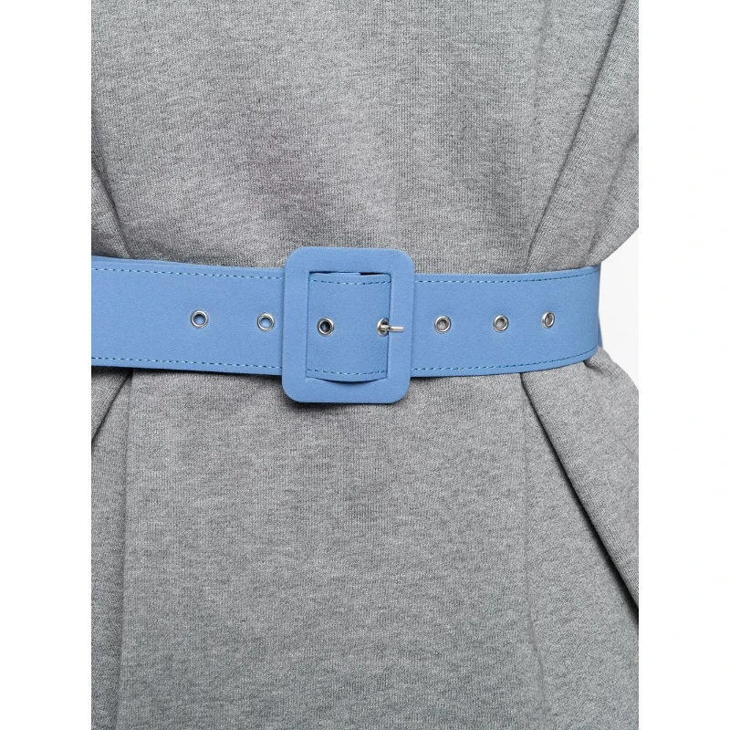 

2021 New Spring Summer Fashion Color Contrast Stitching of Fake Two Pieces Show Thin Belt T-shirt Crew Neck Short Sleeve M6