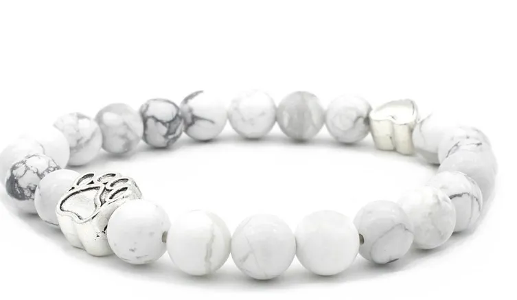 

Собачий коготь медный jf3 Белый Howlite оникс эластичная нить отрегулировать семь бусин природа черный камень из вулканической лавы браслет бра...