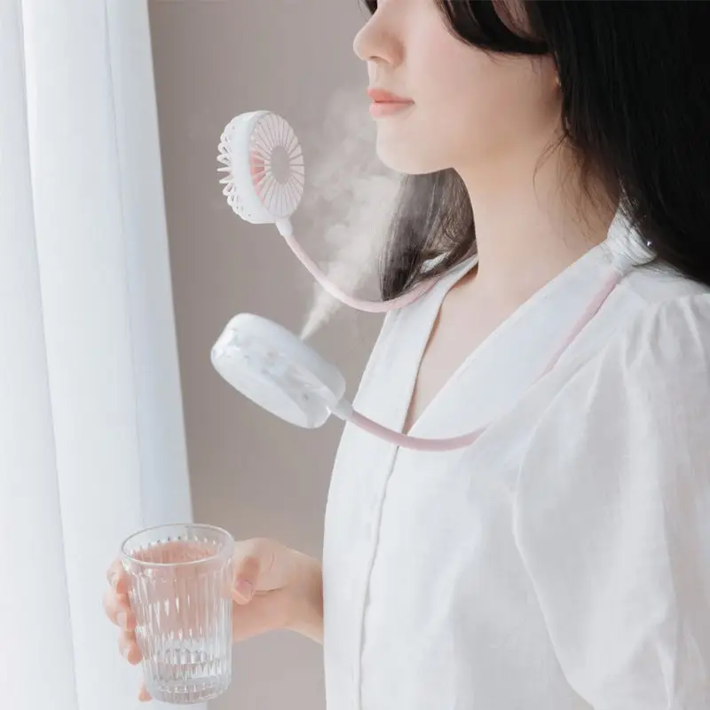 

Portable Hanging Neck Fan Hands Free USB Charging 3 Speed Settings Air Cooler