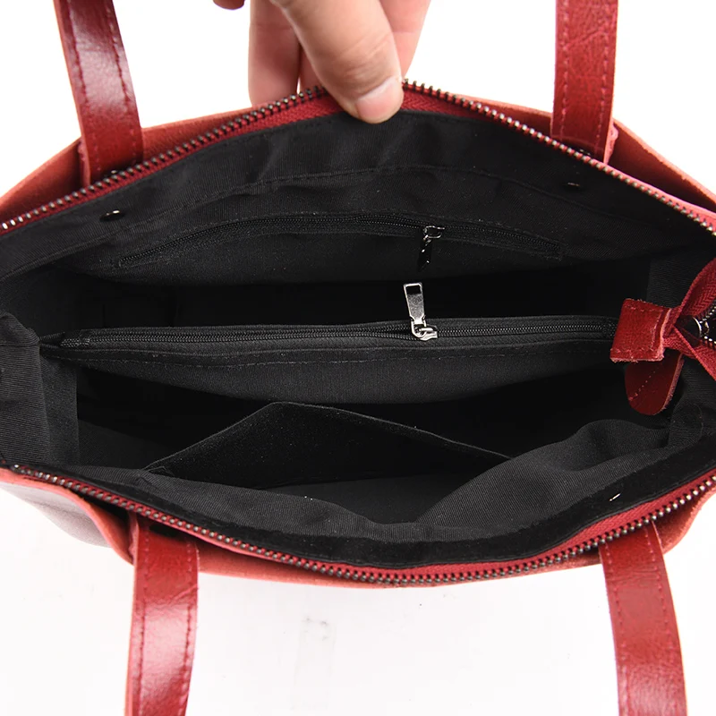 

Fashion Genuine Leather Business Women Handbag Durable Real Cow Leather Casual Tote Luxury Female Large Capacity Shoulder Bag