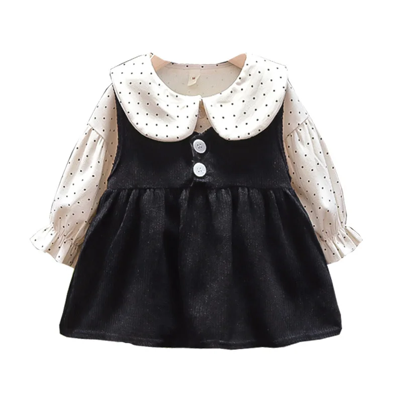 

2021 New Children Spring And Autumn Clothing Net Red Suit Girls' Corduroy Kids Two-Piece Baby Dress