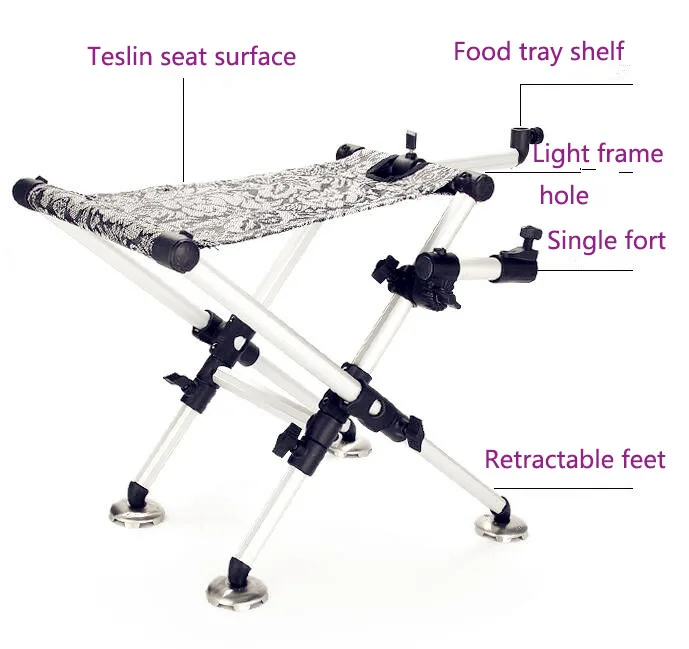 구매 새로운 접이식 낚시 의자 적재 100kg 휴대용 낚시 의자, 접이식 발 조명 다목적 비치 의자
