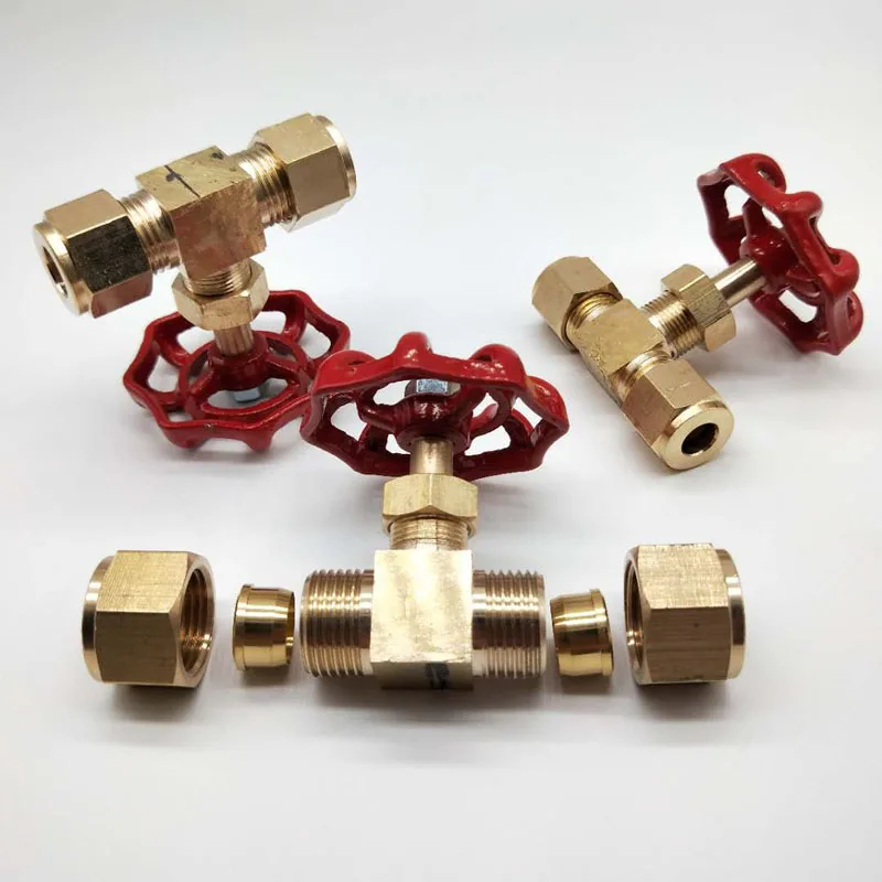 

Card sleeve needle valve Copper shut-off valve Air flow adjustable control valve 6mm8mm10mm copper pipe butt joint